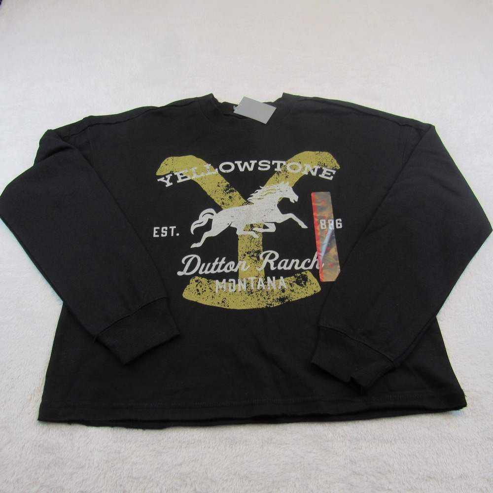 Yellowstone Sweatshirt Womens XS Black New Dutton Ranch Montana Graphic Fleece